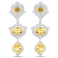 6.63 Carat Genuine Citrine and White Topaz .925 Sterling Silver Earrings
