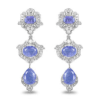 7.73 Carat Genuine Tanzanite and White Topaz .925 Sterling Silver Earrings