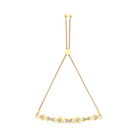 14K Yellow Gold Plated .925 Sterling Silver Channel Set Diamond Accent Twist 4â€-10â€ Adjustable Bolo Bracelet (I-J Color, I3 Clarity)