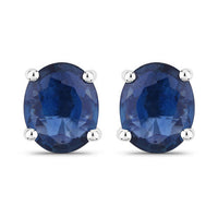 0.68 Carat Genuine Blue Sapphire 14K White Gold Earrings