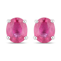 0.60 Carat Genuine Ruby 14K White Gold Earrings
