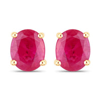 0.60 Carat Genuine Ruby 14K Yellow Gold Earrings