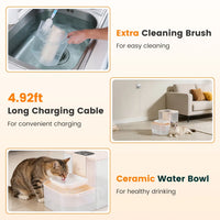 Cordless Dog Cat Water Fountain 4.5L, Dual Tank Filtration Automatic Pet Water Dispenser with Easy Cleaning