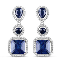 11.62 Carat Dyed Sapphire .925 Sterling Silver Earrings
