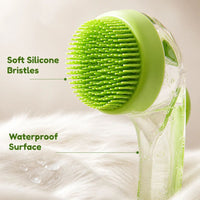 2 Pack Long & Short Handheld Dog Cat Shower Brush With Liquid Dispenser, Soft Silicone Grooming Brush For Pet Bathing & 