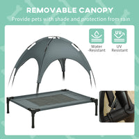 Elevated Dog Bed with Removable Canopy, Outdoor Dog Cot with UV Protection Canopy Shade, 30 inch Pet Bed for Camping, Gr