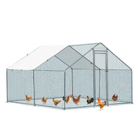 10 X 10 Ft Large Metal Chicken Coop, Walk-in Poultry Cage Chicken Hen Run House With Waterproof Cover, Rabbits Cats Dogs
