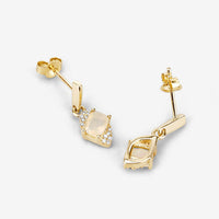 0.57 Carat Genuine Ethiopian Opal and White Diamond 14K Yellow Gold Earrings