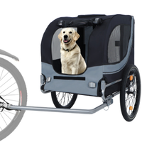 Large Folding Bike Trailer For Dogs 120LB Capacity All-Terrain Pet Carrier, Durable Steel Frame For Cycling, Jogging, Ca