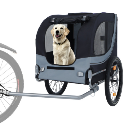 Large Folding Bike Trailer For Dogs 120LB Capacity All-Terrain Pet Carrier, Durable Steel Frame For Cycling, Jogging, Ca