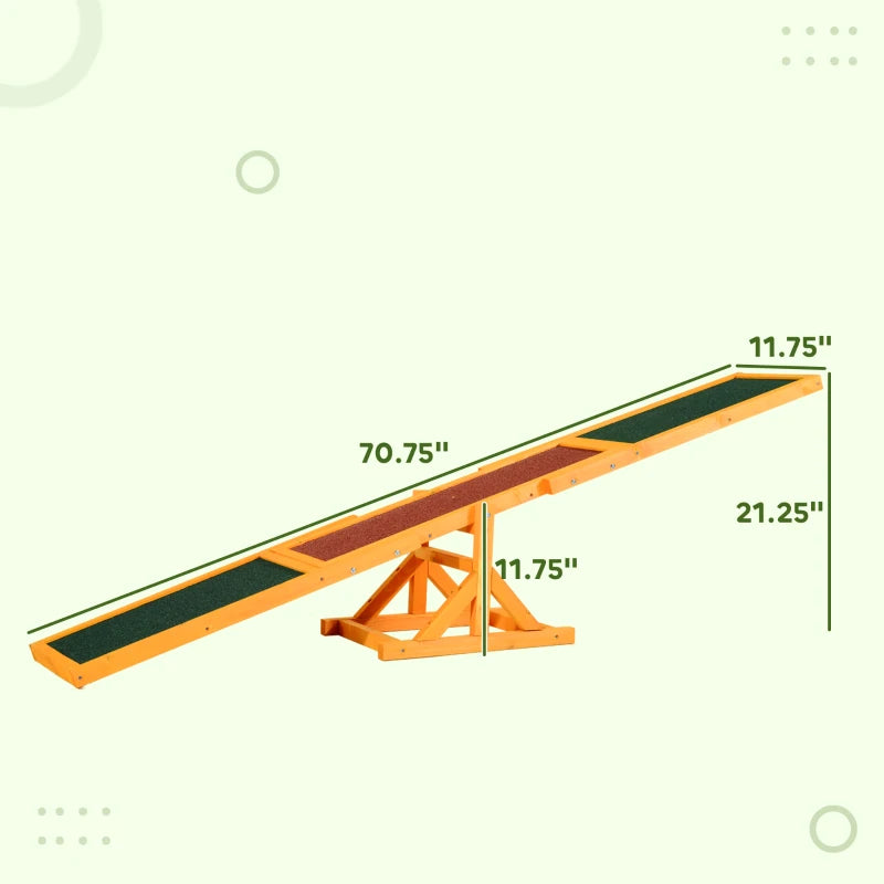 PawHut Wooden Dog Agility Seesaw For Balance Training And Exercise, Platform Equipment Run Game Toy, Weather Resistant P