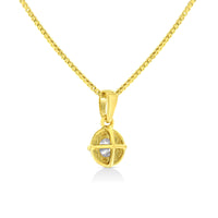 14K Yellow Gold Plated .925 Sterling Silver 1/2 Cttw Brilliant Round Cut Diamond Solitaire Milgrain 18" Pendant Necklace (K-L Color, I2-I3 Clarity)