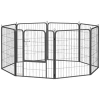 31.5" Dog Playpen Indoor Outdoor, Portable Foldable 8 Panels Pet Playpen with Door & Strap for Medium Dogs