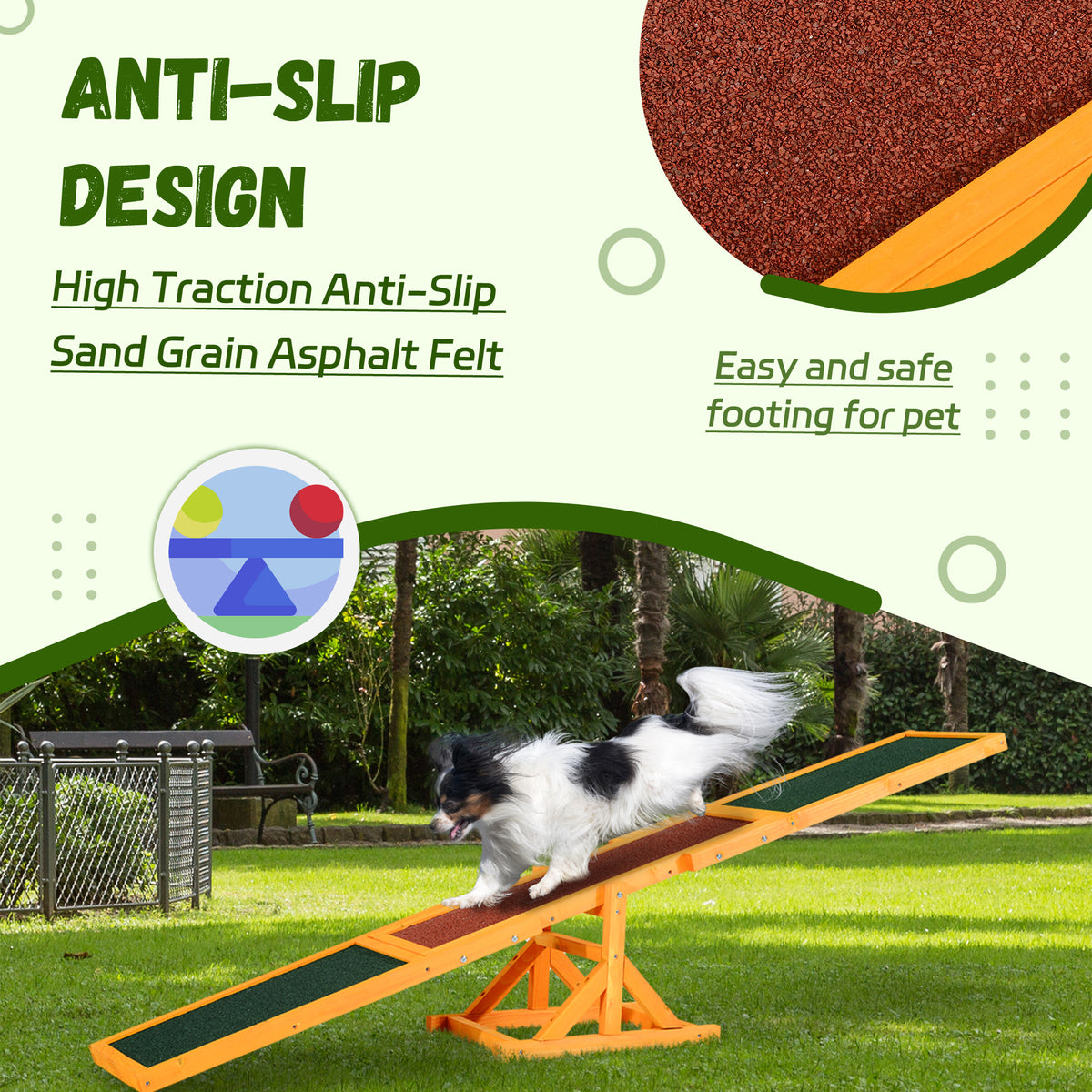 Wooden Dog Agility Seesaw for Balance Training and Exercise, Platform Equipment Run Game Toy, Weather Resistant Pet Supp