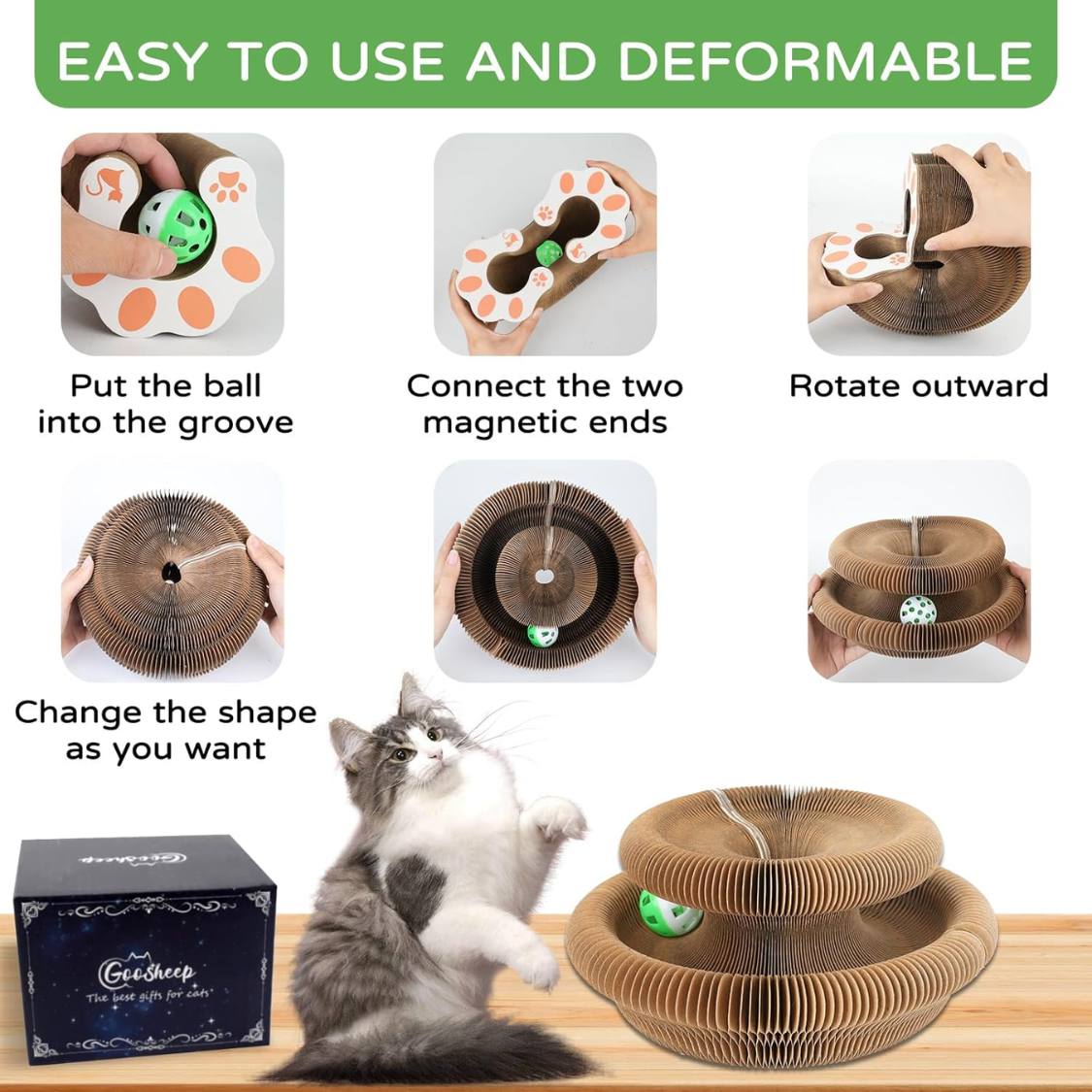 1 Pack Kitty Kurlz Cat Scratcher Toy Interactive For Indoor Cats