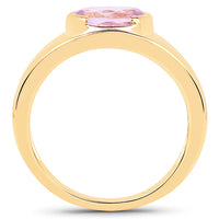 14K Yellow Gold Plated 2.40 Carat Genuine Kunzite .925 Sterling Silver Ring