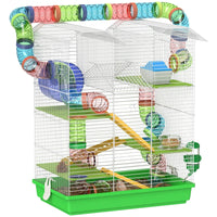 PawHut 5 Tier Hamster Cage With Tubes And Tunnels, Small Animal Cage, Rat Gerbil Cage With Water Bottle, Food Dish, Exer