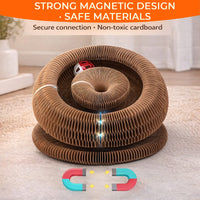 Kitty Curls Cat Toy - Foldable Accordion Cat Scratcher withBall - Magic Organ Cat Scratch Board for Interactive Play -Ca