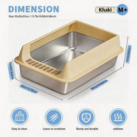 Stainless Steel Cat Litter Box, Large Open Top Litter Box With Anti Splash High Sides, Anti Tracking Pedal, Easy To Clea