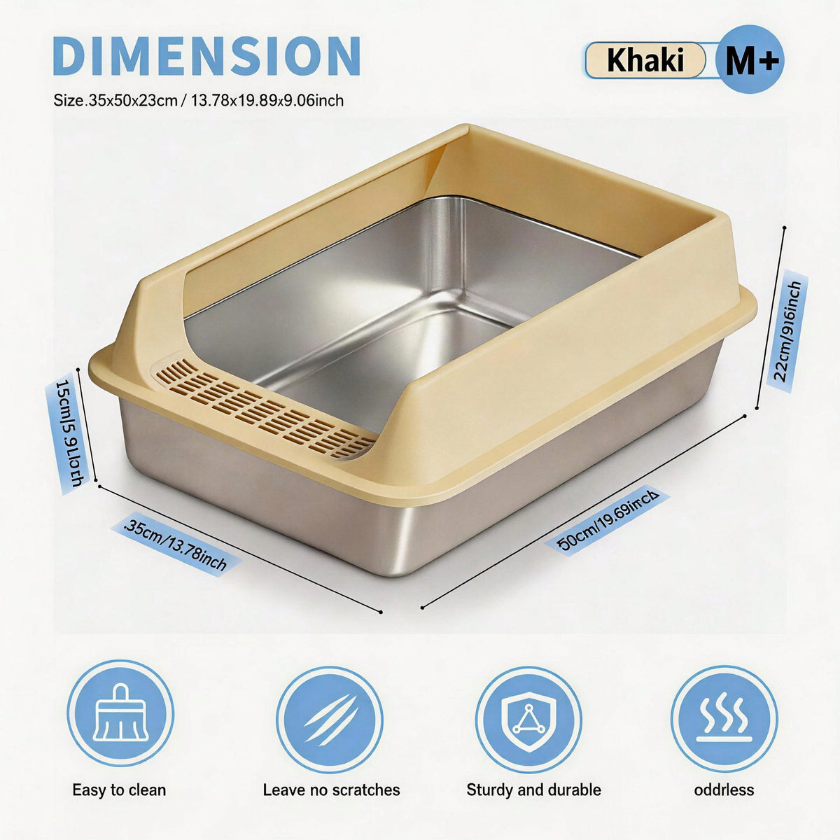 Stainless Steel Cat Litter Box, Large Open Top Litter Box With Anti Splash High Sides, Anti Tracking Pedal, Easy To Clea