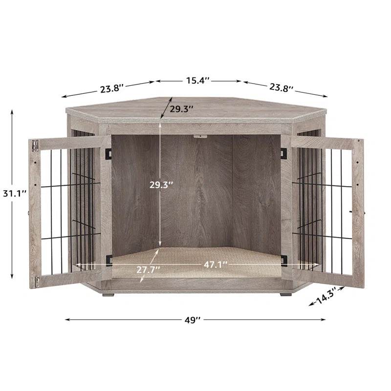 Dereham Furniture Corner Dog Crate with Cushion - BIG FRENCHIES
