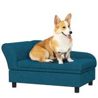 PawHut Pet Sofa Dog Sofa For Small Dogs With Storage, Dark Blue