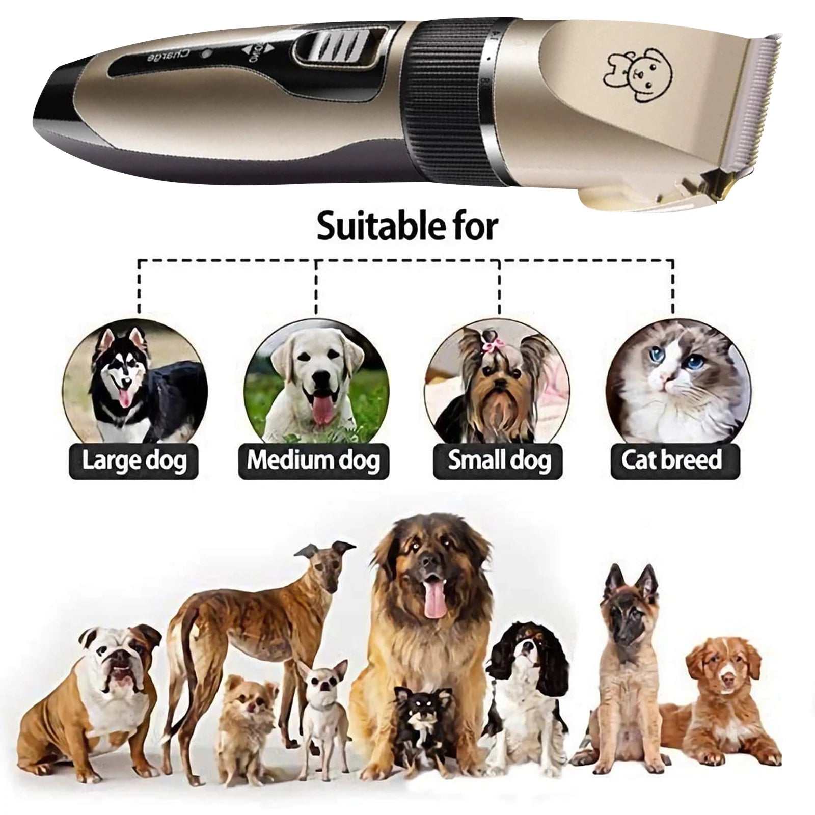 Rechargeable Dog Clippers, Low Noise Pet Shaver Dog Grooming Kit Cordless Professional Dog Hair Trimmer with Comb Scissors for Dogs Cats & Others - BIG FRENCHIES