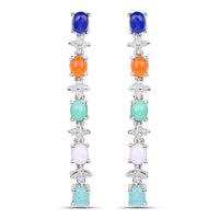 4.40 Carat Genuine Multi Stone .925 Sterling Silver Earrings