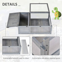 Wooden Reptile Cage with 3 Windows Slide-out Tray for Turtles, Lizards, Snakes