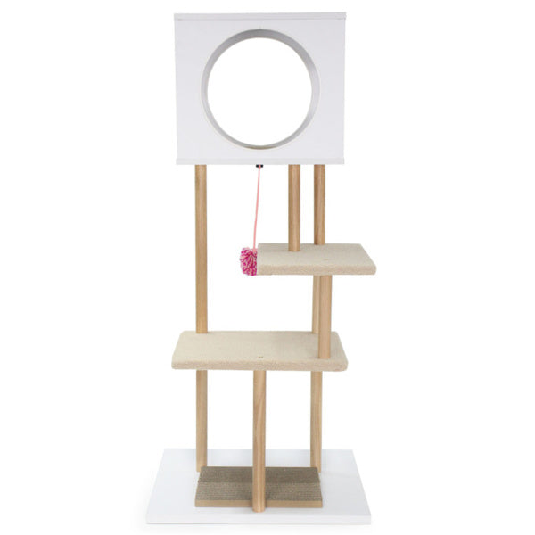 Multi-Level Cat Tree With 2 Scratching Pads, Dual-Door Cat Condo & Anti-Tipping Kit For Indoor Cats
