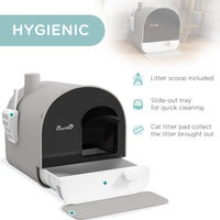 Cat Litter Box with Lid with Scoop and Filter, Light Gray