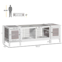 Rabbit Hutch, Bunny Cage, Guinea Pig House with Pull-Out Tray, and Divided Board for Indoor, White