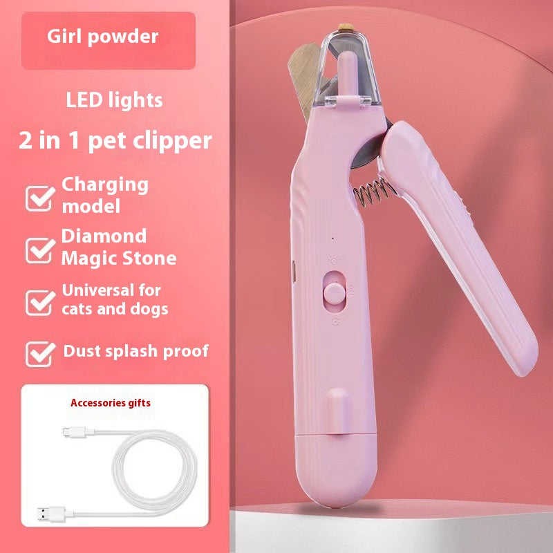 2 In 1 Pet Nail Clippers With Led Light Dog Cat Special Blood Line Scissors Multifunction Animals Paw Nail Trimmer Pet S