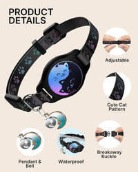 2-Pack AirTag Cat Collars with Breakaway Buckle, Reflective & Waterproof
