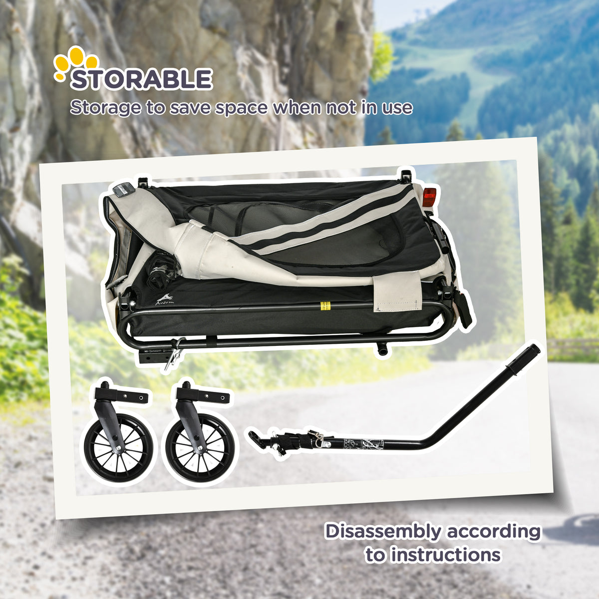 2-in-1 Pet Bike Trailer for Small Dogs, Road-Visibility Dog Stroller Bicycle Carrier, Weather-Strong Bike Wagon Trailer 