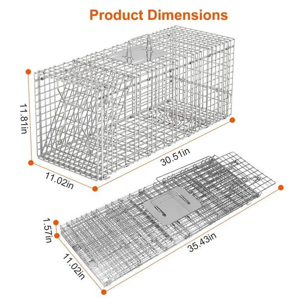 Humane Cat Trap Cage Catch Release Live Animal Rodent Cage Collapsible Galvanized Wire For Raccoons Beavers Groundhogs F