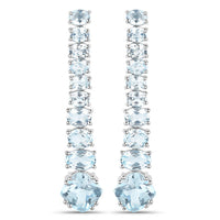 18K White Gold Plated 8.52 Carat Genuine Blue Topaz .925 Sterling Silver Earrings