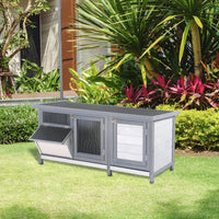 Wooden Rabbit Hutch Bunny Hutch Cage Guinea Pig With Waterproof Roof, No Leak Tray And Feeding Trough, For Rabbits, Chic