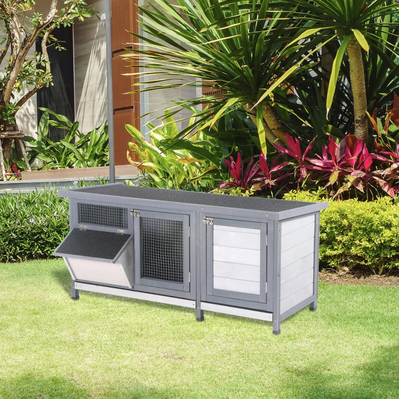 Wooden Rabbit Hutch Bunny Hutch Cage Guinea Pig With Waterproof Roof, No Leak Tray And Feeding Trough, For Rabbits, Chic