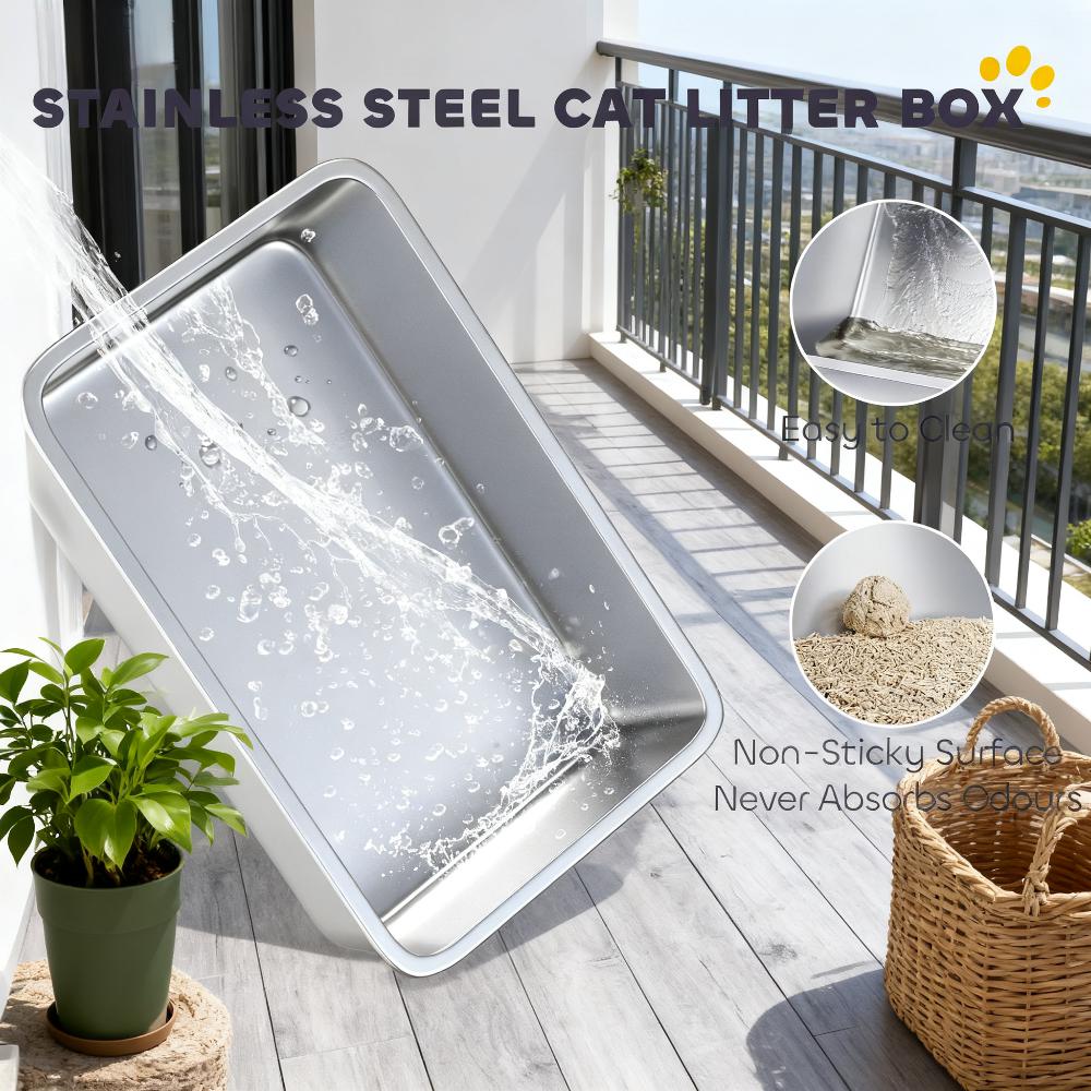 Cat Litter Box,Stainless Steel Litter Scoop