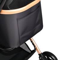 Pet Stroller for Dogs and Cats, 2-in-1 Detachable Foldable 4 Wheels Pet Stroller, Quick One-Hand Fold, Storage Basket, D