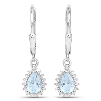 2.00 Carat Genuine Blue Topaz and White Topaz .925 Sterling Silver Jewelry Set