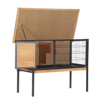 PawHut Rabbit Hutch Elevated Bunny Cage Small Animal Habitat With Metal Frame, No Leak Tray, Metal Wire Pan, Openable Wa