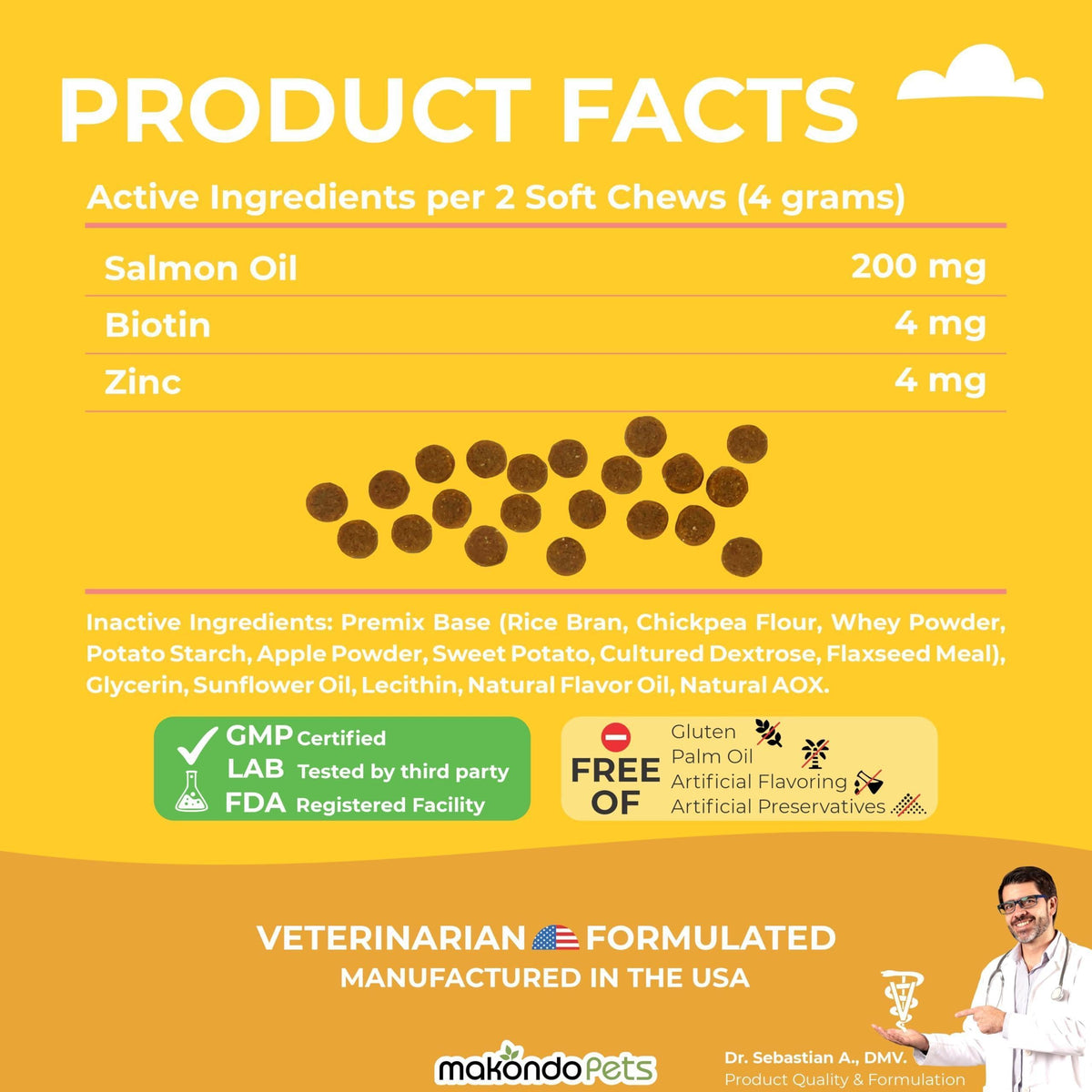 Omega-3 Fish Oil Chews for Dogs 120 Count Skin & Coat Shedding EPA & DHA