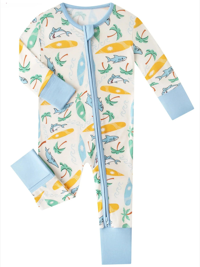 PoshTOT Beach Surfing Bamboo Baby Convertible Zippy Romper - BIG FRENCHIES