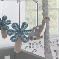 Baby-Saurus Gray Brontosaurus and Palm Tree Musical Mobile - BIG FRENCHIES