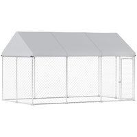 Galvanized Steel Outdoor Dog Kennel with Roof, Safety Lock, for Backyard, 13.1' x 7.5' x 7.8'