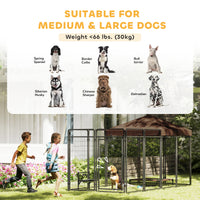 Dog Kennel Outdoor with Waterproof Canopy, Dog Run with Galvanized Chain Link, Secure Lock, for Backyard and Patio, Larg