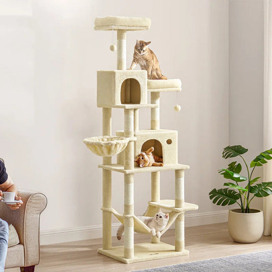 Elevate Your Cat's Playtime with the Timmins 78.3" Multi-Level Cat Tree - Cozy Condos & Scratching Posts Included! - BIG FRENCHIES