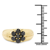 14K Yellow Gold Plated 0.91 Carat Genuine Black Diamond .925 Sterling Silver Ring